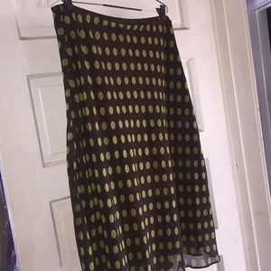 Brown and green polka dot skirt